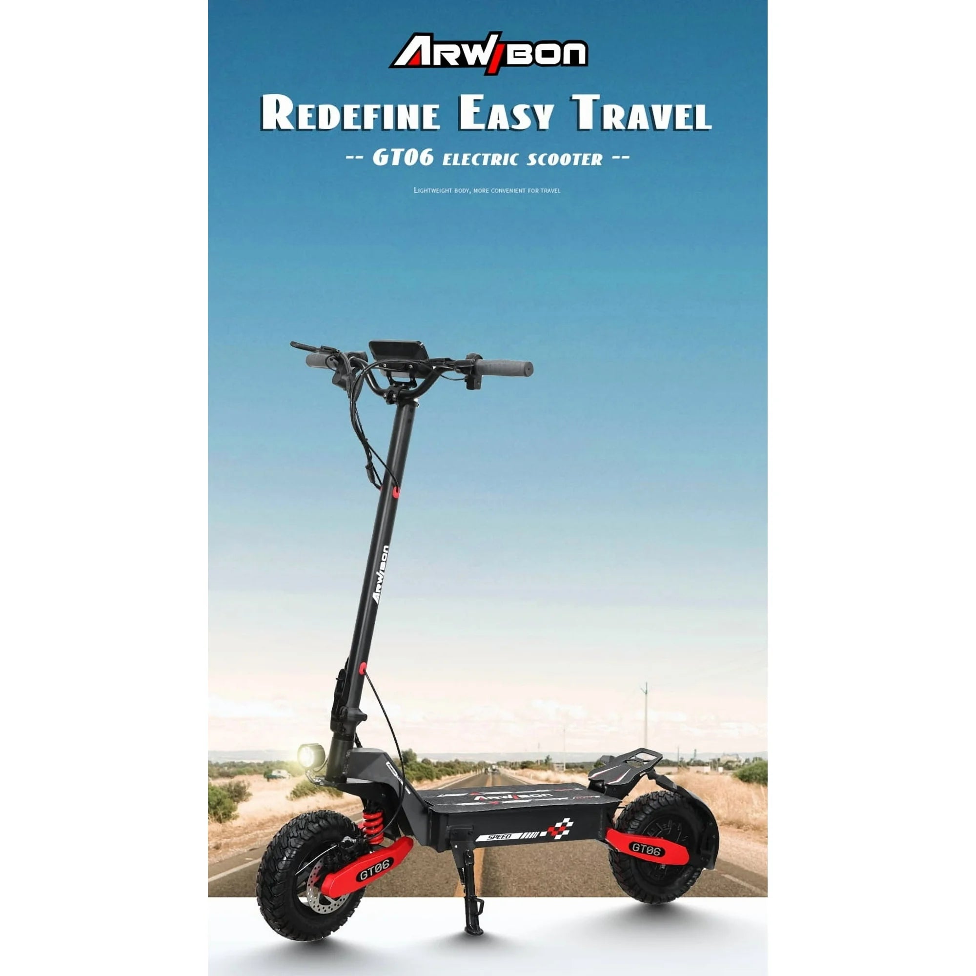 GT06 Electric Scooter 1200W 48V 23.4Ah 11” Off-Road Tires – Grava