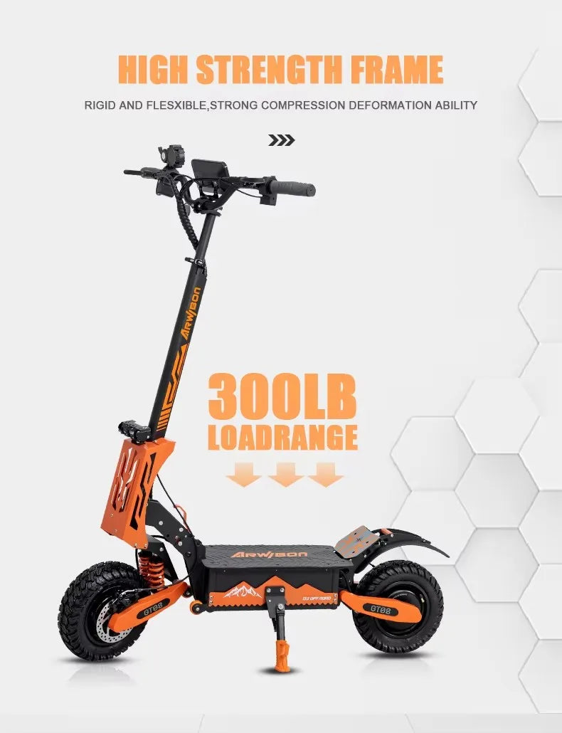 Arwibon GT08 Electric Scooter — 5600W Dual Motor / 60V 27Ah / Full Sus – Grava Adventure Corporation