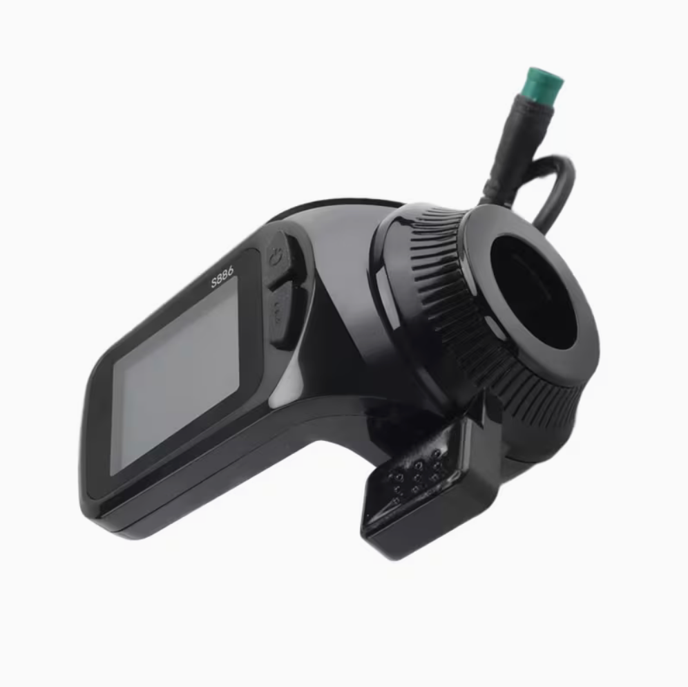 electric bicycle thumb throttle Commendi S886 E-Bike LCD Display & Thumb Throttle – 24V–60V – 22.2mm – 5-Pin
