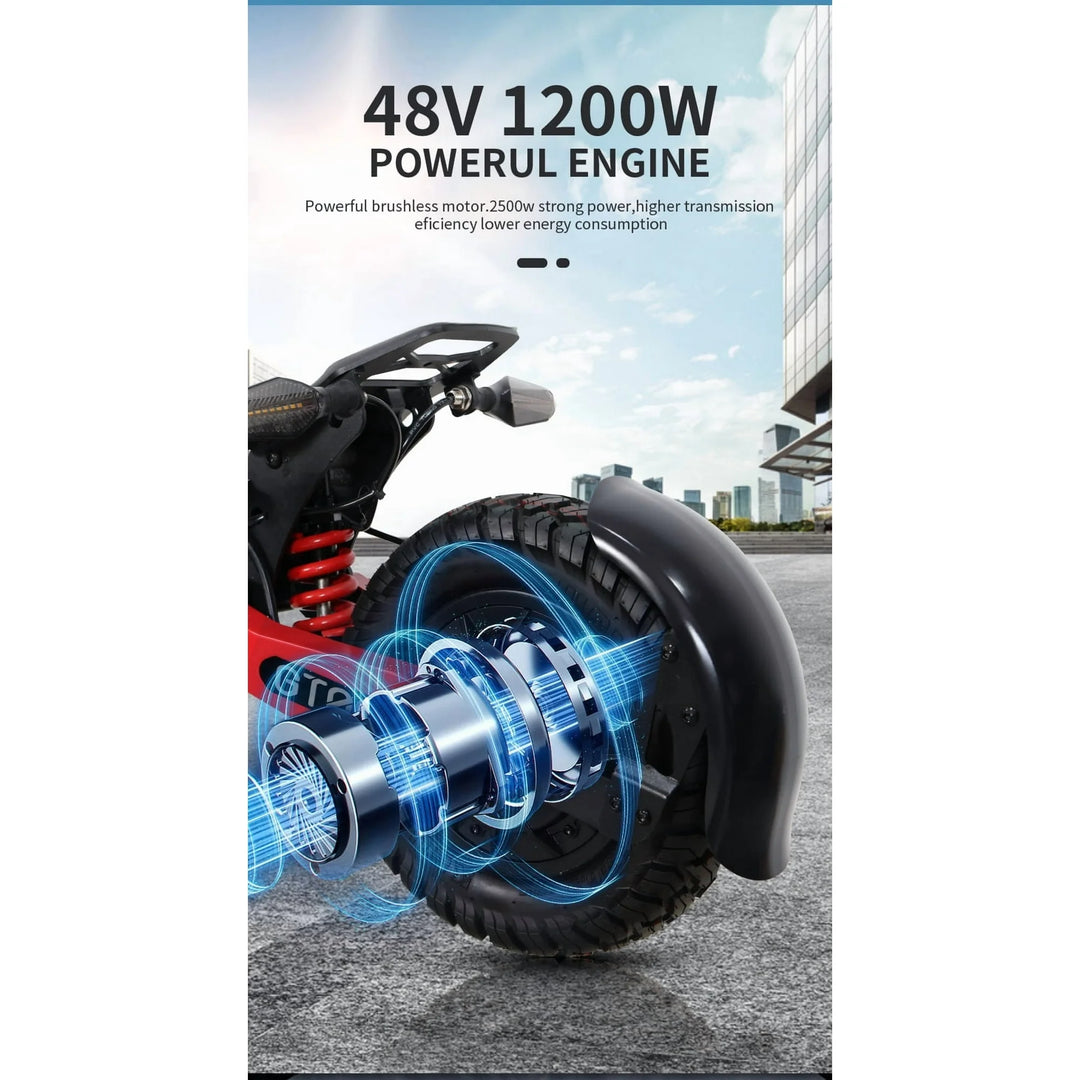 GT06 Electric Scooter 1200W 48V 23.4Ah 11” Off-Road Tires Foldable