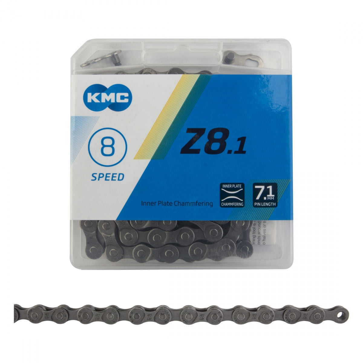 KMC Z8.1 6/7/8-Speed Chain – 116 Links Grey – Grava Adventure