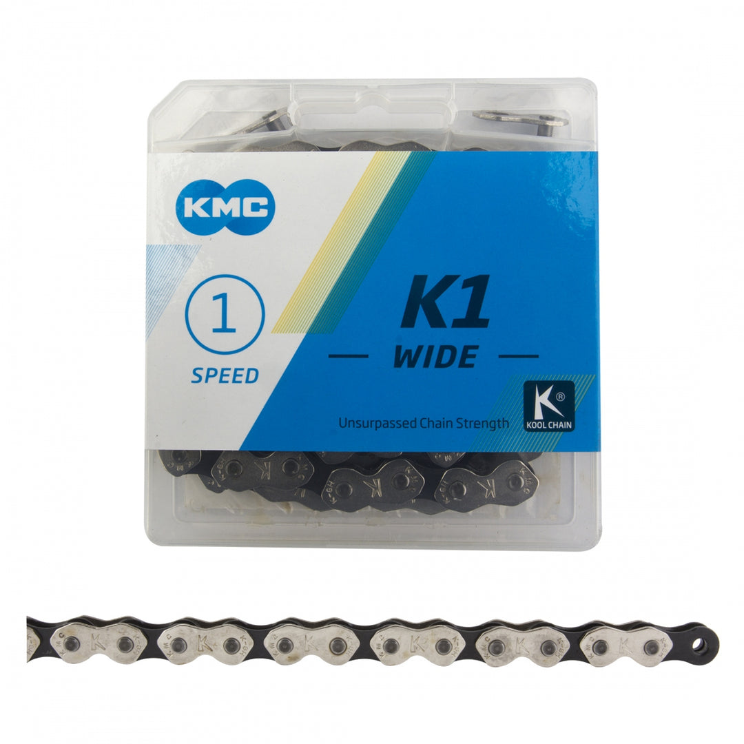KMC K1 Wide Single Speed Chain 1/2 x 1/8” 112 Links Silver