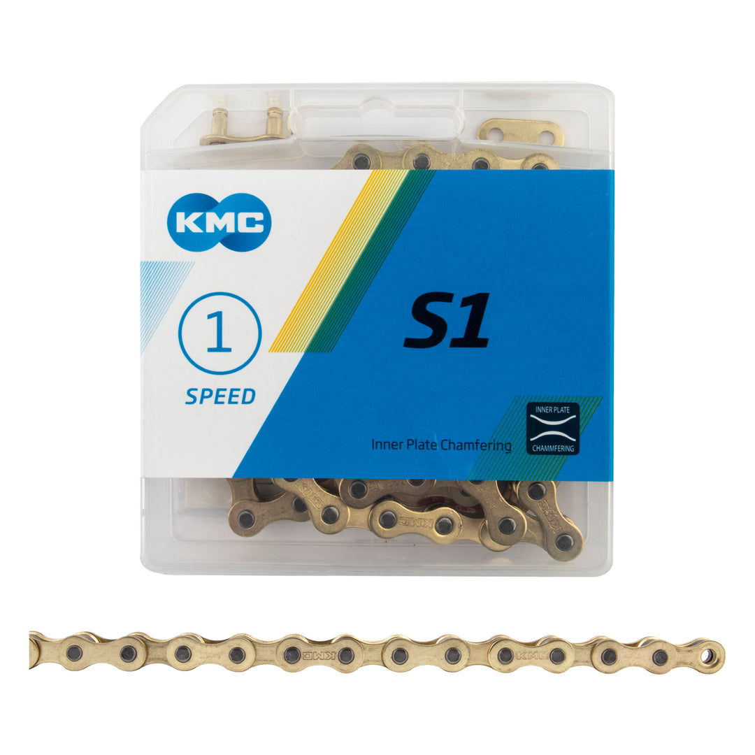KMC S1 Single-Speed Chain – 1/2" x 1/8" – 112 Links – Multiple Colors
