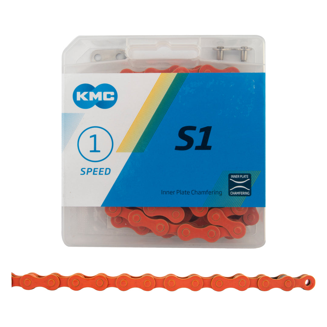 KMC S1 Single-Speed Chain – 1/2" x 1/8" – 112 Links – Multiple Colors