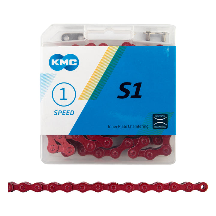 KMC S1 Single-Speed Chain – 1/2" x 1/8" – 112 Links – Multiple Colors