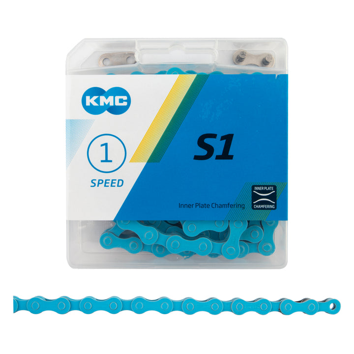 KMC S1 Single-Speed Chain – 1/2" x 1/8" – 112 Links – Multiple Colors