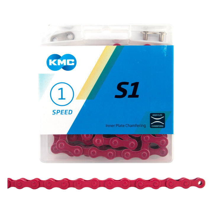 KMC S1 Single-Speed Chain – 1/2" x 1/8" – 112 Links – Multiple Colors