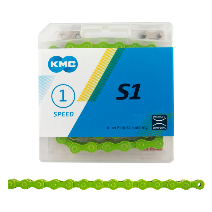 KMC S1 Single-Speed Chain – 1/2" x 1/8" – 112 Links – Multiple Colors