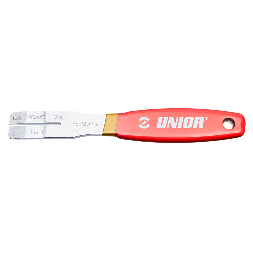 Unior 2-in-1 Disc Brake Tool – Pad & Piston Spreader + Rotor Truing – 1757/2DP-US