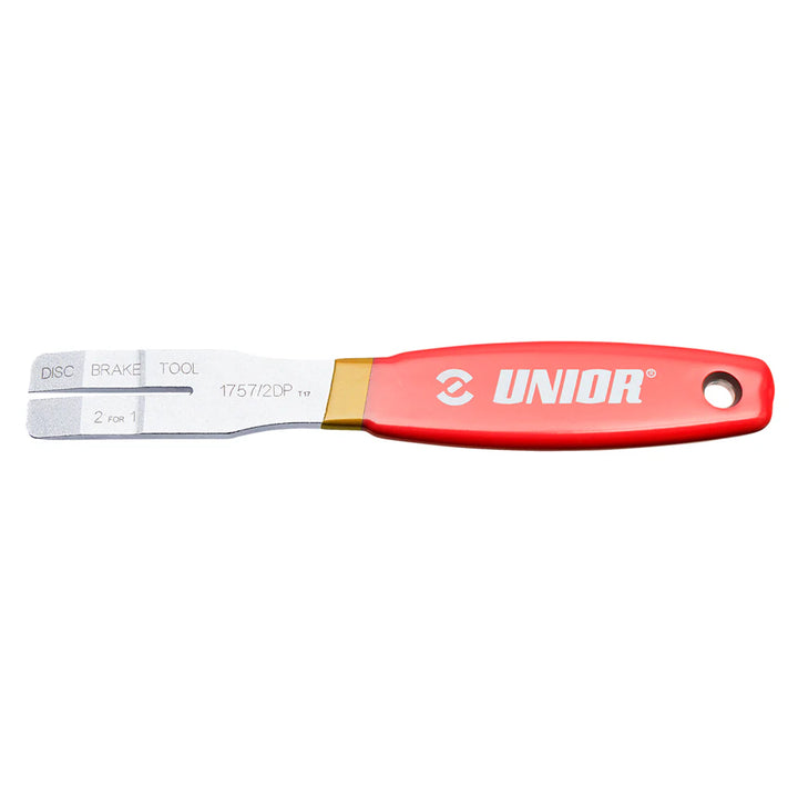 Unior 2-in-1 Disc Brake Tool – Pad & Piston Spreader + Rotor Truing – 1757/2DP-US