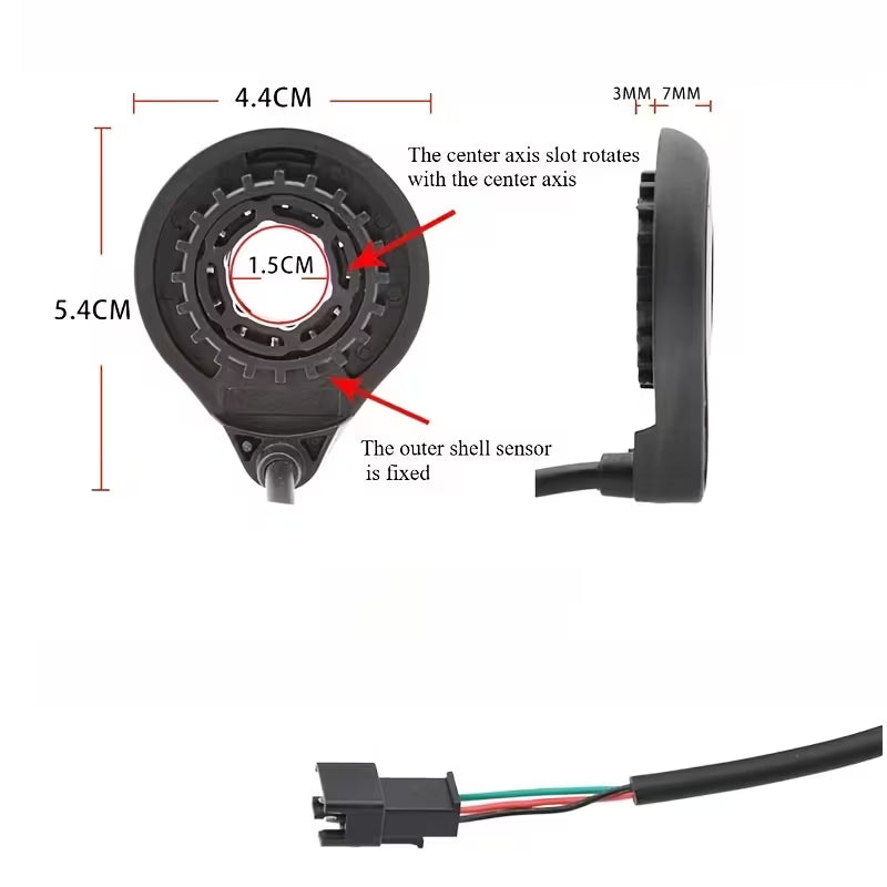NeoVol Electric Bicycle PAS Sensor – Dual Hall – 12 Magnet – ≤36V – Internal Mount