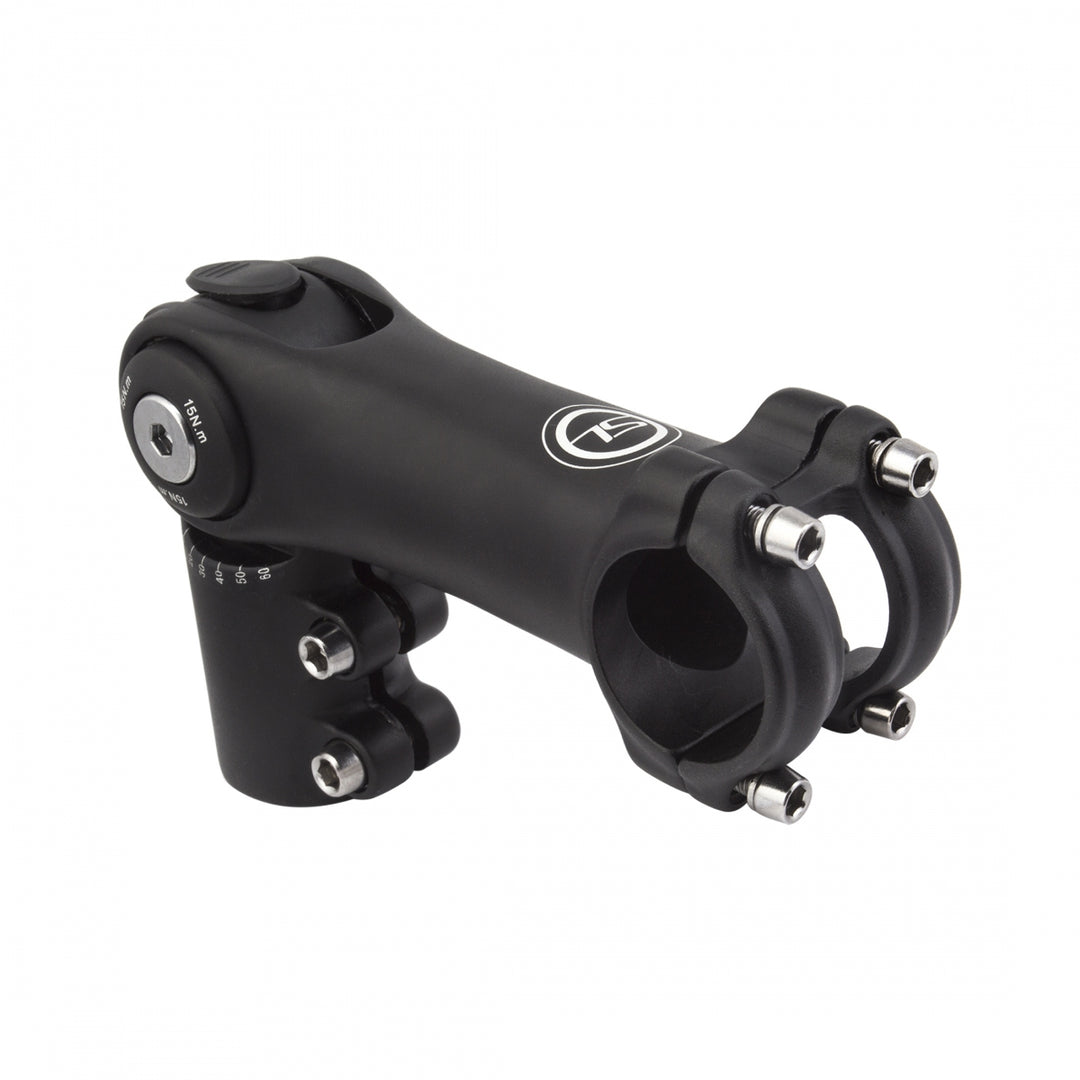 Sunlite Adjustable Top Mount Stem — 110mm, 0°–60°, Universal Clamp, Black