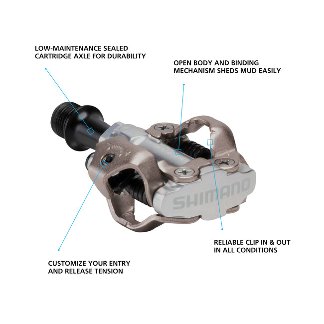 Shimano PD-M540 SPD Clipless Pedals | Silver | SM-SH51 Cleats Included