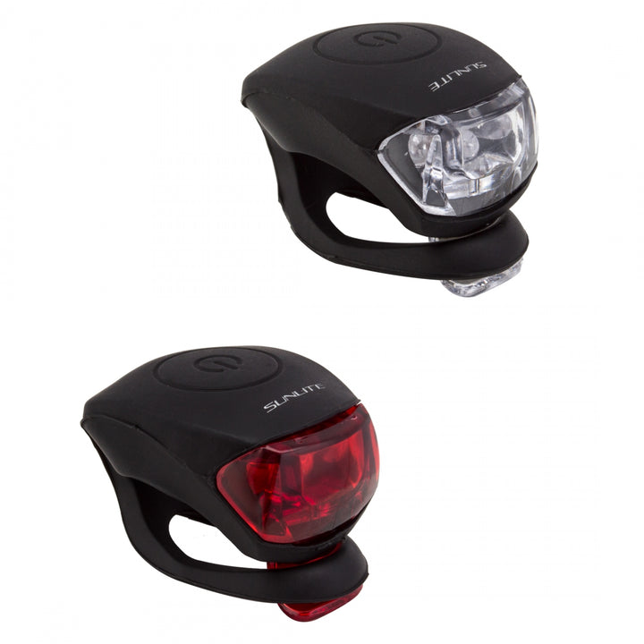 Sunlite Griplite HL-L210 / TL-L210 Bike Light Set – Silicone Strap Mount, 2 Modes, CR2032