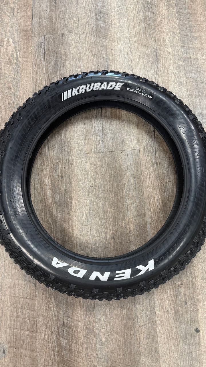Kenda Krusade 20x4.0 Fat Tire – Wire Bead E-Bike Tire | 5–30 PSI | 20” Electric & Fat Bikes