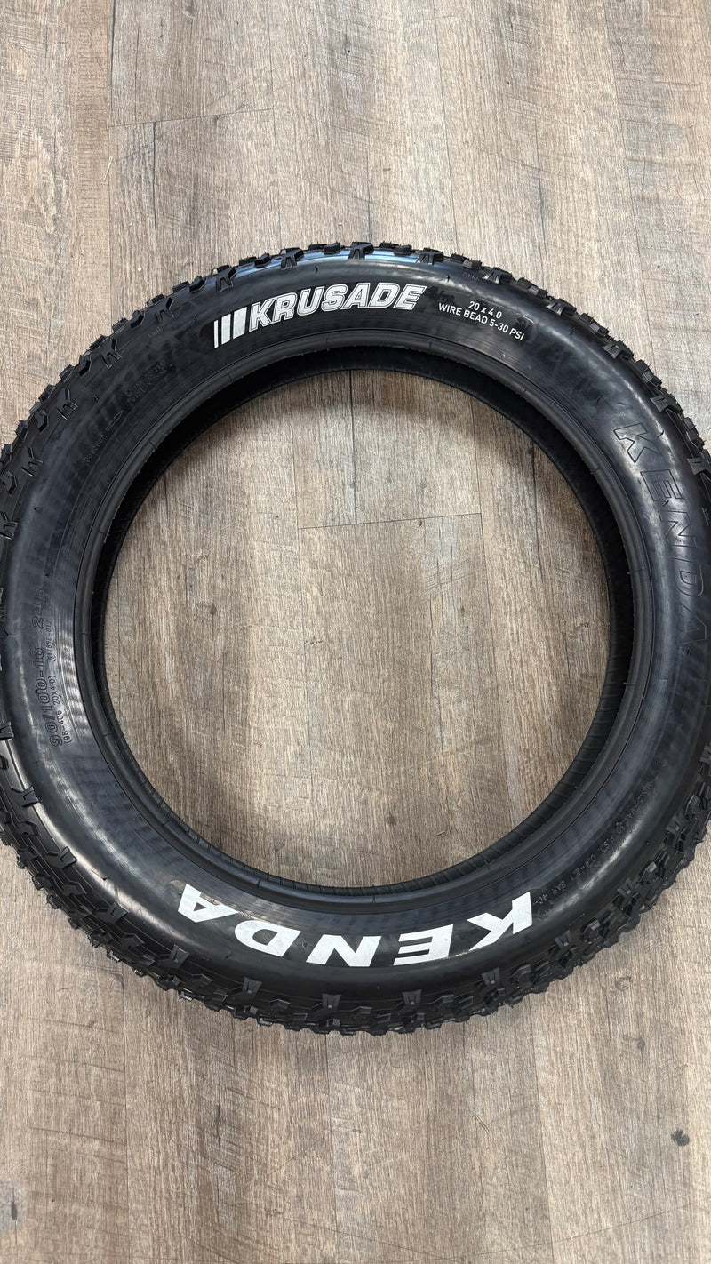 Kenda Krusade 20x4.0 Fat Tire – Wire Bead E-Bike Tire | 5–30 PSI | 20” Electric & Fat Bikes