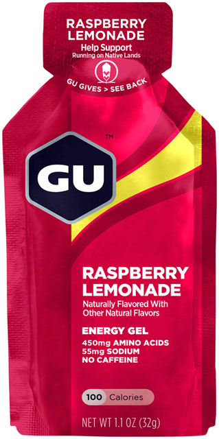 GU Original Energy Gel — Raspberry Lemonade (Single Serving, Caffeine Free)