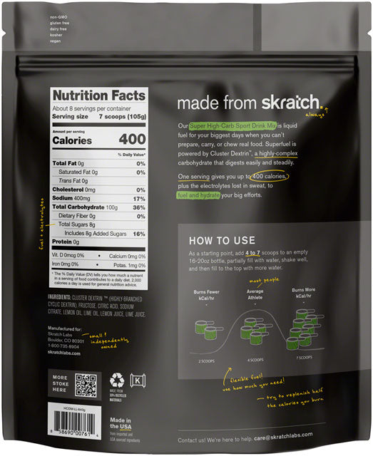 Skratch Labs Super High-Carb Sport Drink Mix - Lemon & Lime, 8 Serving Pouch