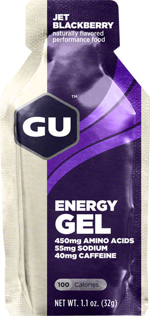 GU Original Energy Gel — Jet Blackberry (Single Serving, Caffeinated)