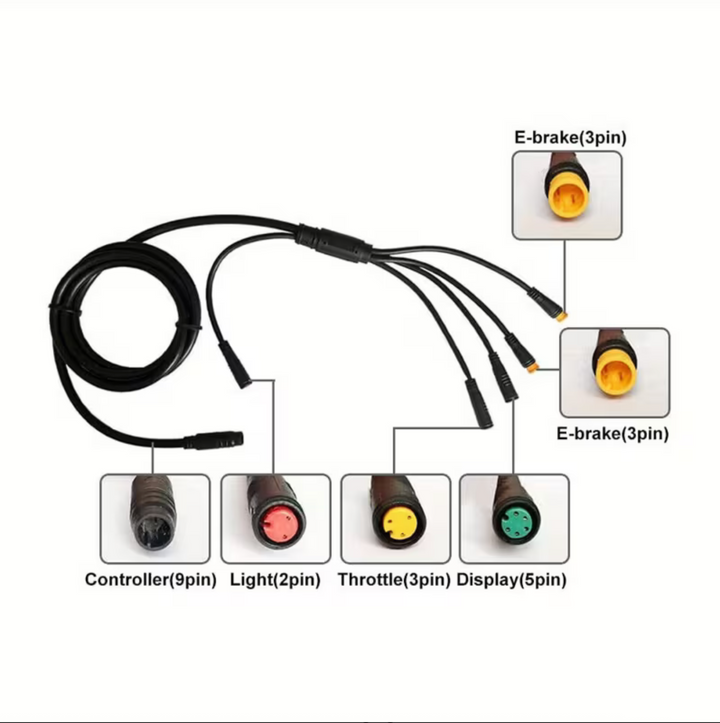 Wiring diagram with connectors labeled on a white background