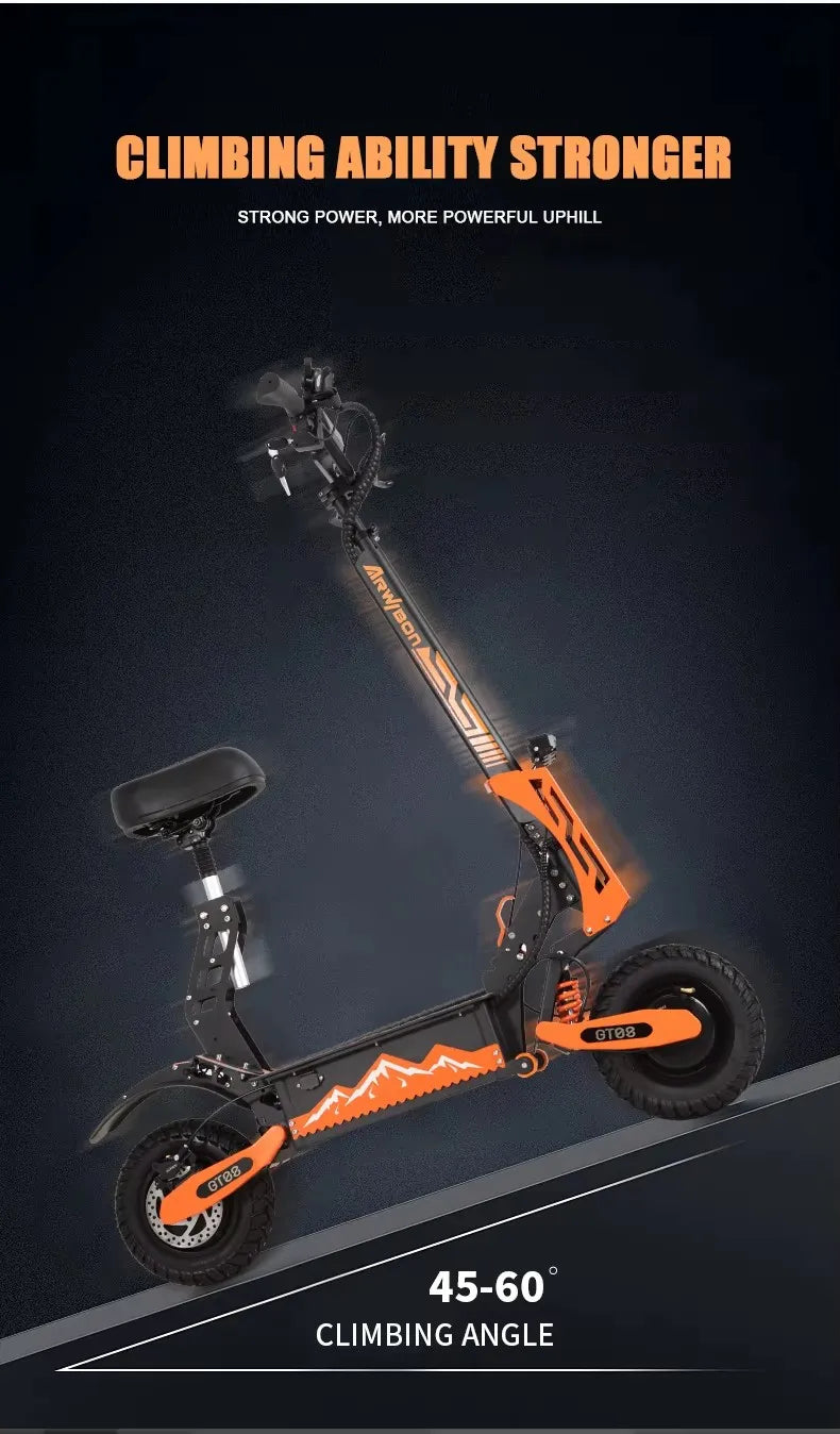 Arwibon GT08 Electric Scooter — 5600W Dual Motor / 60V 27Ah / Full Suspension