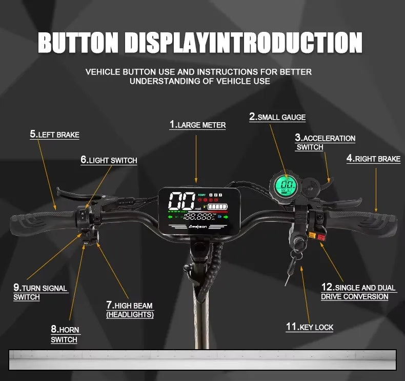 Arwibon GT08 Electric Scooter — 5600W Dual Motor / 60V 27Ah / Full Suspension