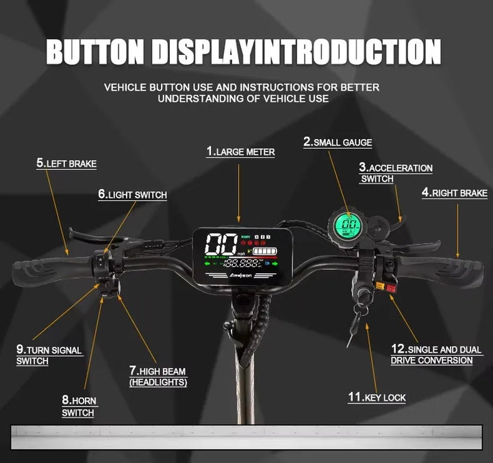 Arwibon GT08 Electric Scooter — 5600W Dual Motor / 60V 27Ah / Full Suspension