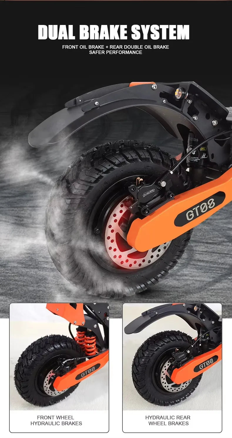 Arwibon GT08 Electric Scooter — 5600W Dual Motor / 60V 27Ah / Full Suspension