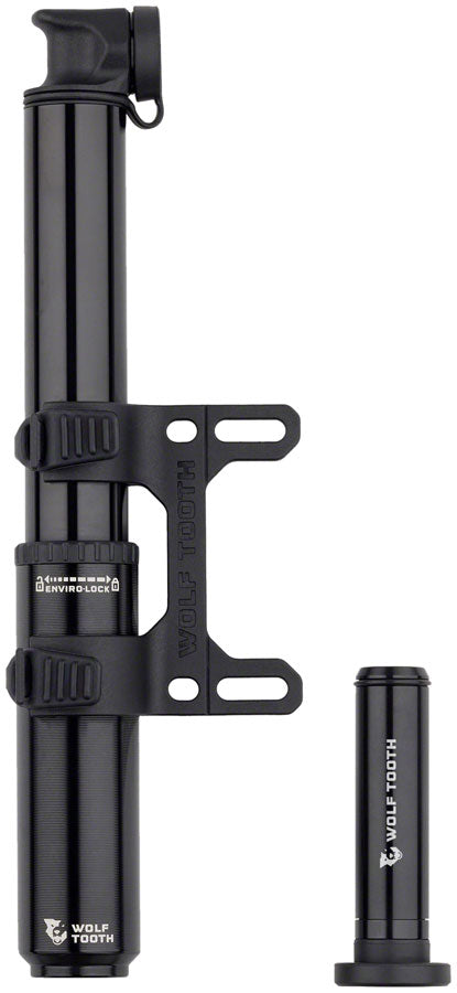 Wolf Tooth EnCase Pump with Tire Plug Tool - 85cc High Volume Mini Pump - Black