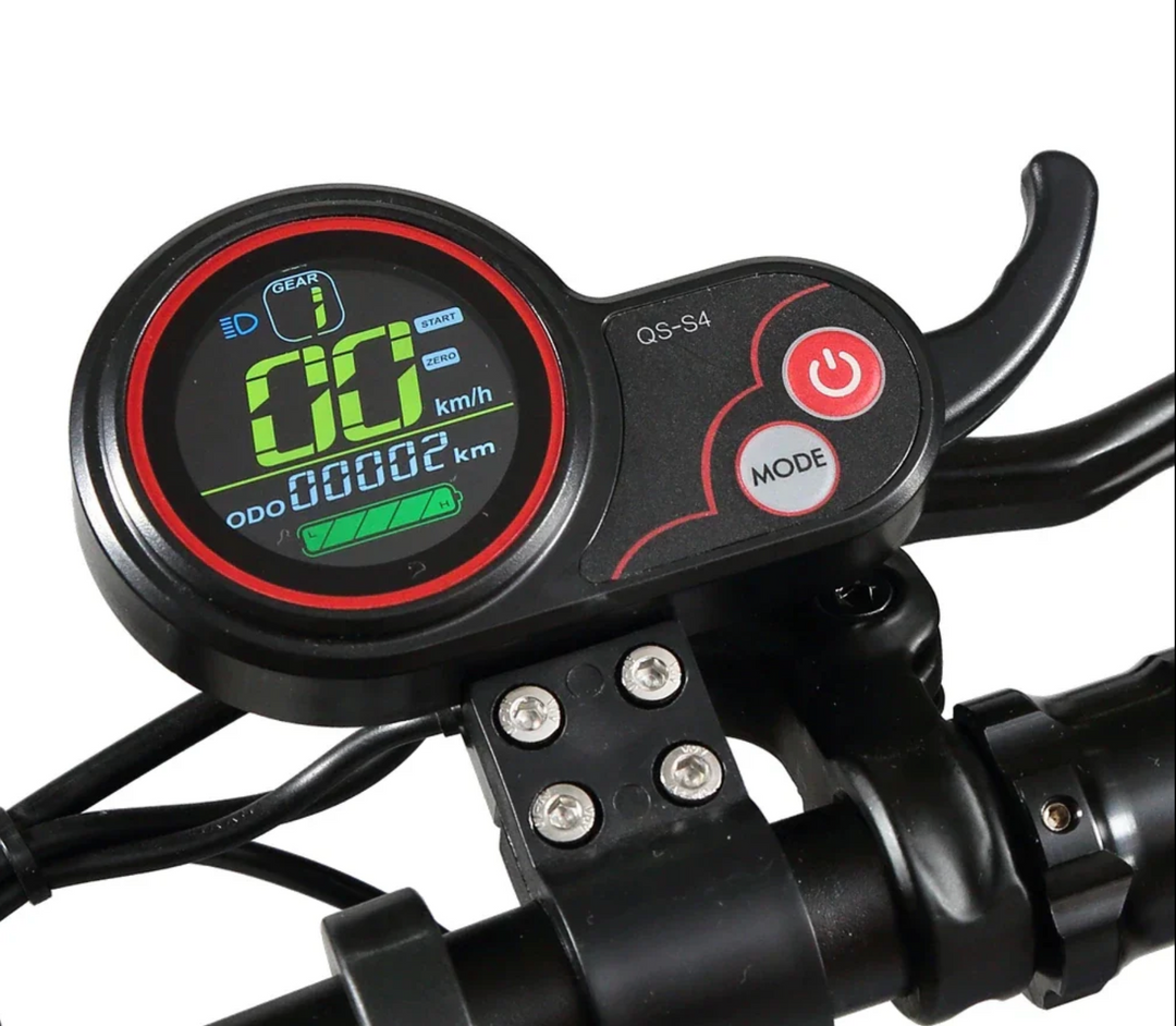 Motorcycle speedometer with digital display on a white background