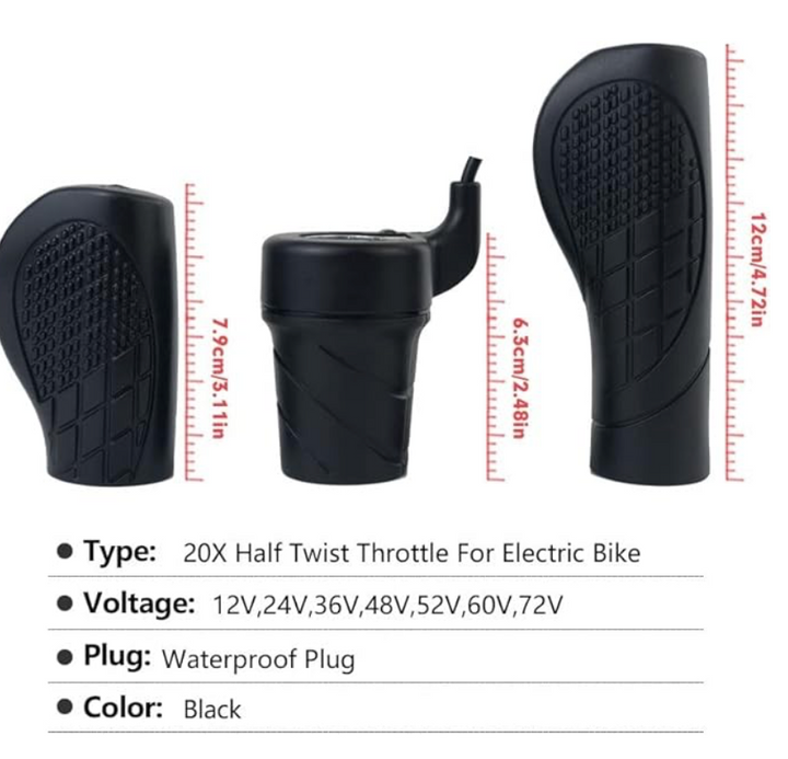 Wuxing 20X Half-Twist E-Bike Throttle – Right Hand – 3-Pin