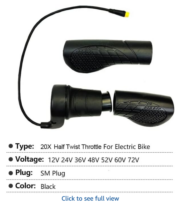 Wuxing 20X Half-Twist E-Bike Throttle – Right Hand – 3-Pin