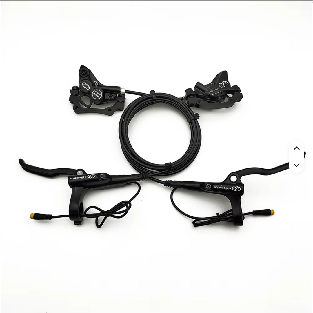 4-Piston Hydraulic E-Bike Disc Brake Set with 3-Pin Motor Cutoff Connectors