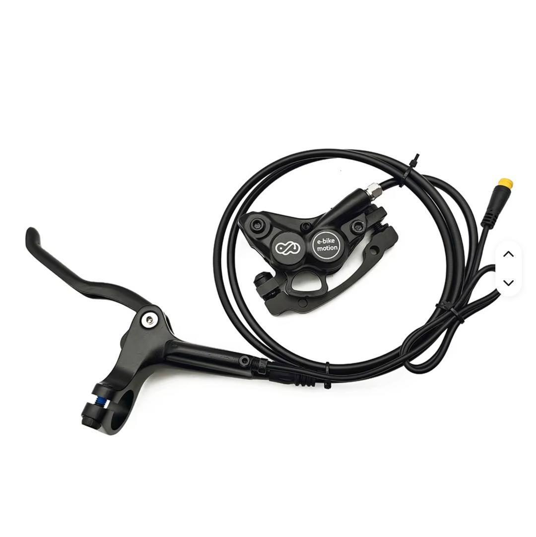 4-Piston Hydraulic E-Bike Disc Brake Set with 3-Pin Motor Cutoff Connectors