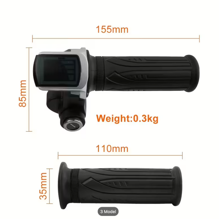 L-Faster 48V Throttle Grip with Key and Display — E-Bike/Scooter Control