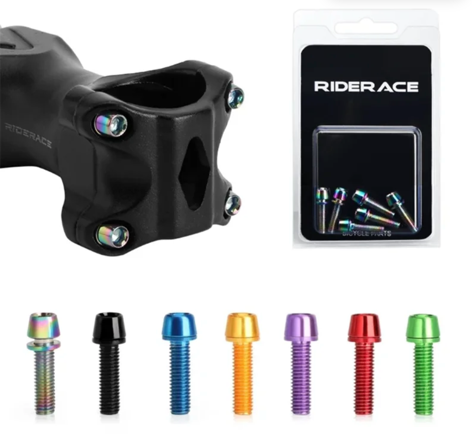 RideRace Handlebar / Stem Bolts – M5 x 18mm – (6-Pack)