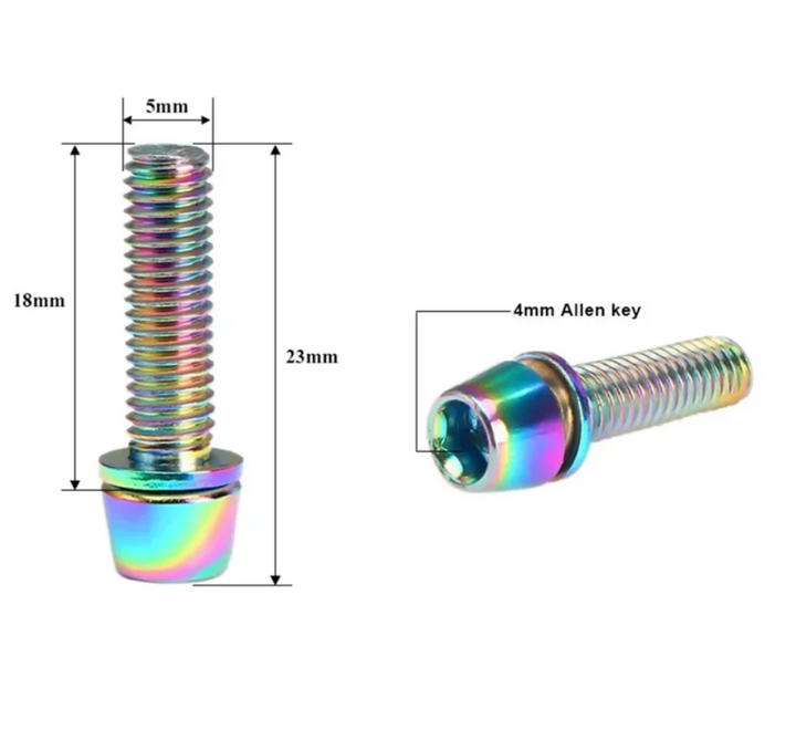 RideRace Handlebar / Stem Bolts – M5 x 18mm – (6-Pack)