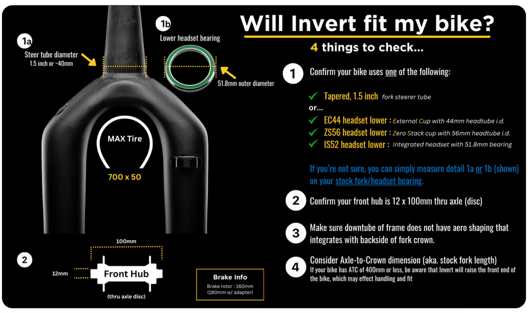 Cane Creek Invert CS Gravel Fork w/ Climb Switch — 30mm Travel — Demo / Lightly Used