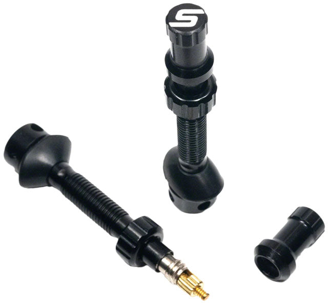 Stan’s Universal+ Tubeless Valve Stems – Alloy – Extra Tall 37–46mm – Black – Pair