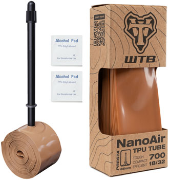 WTB NanoAir TPU inner tube for 700 × 18–32 mm tires with an 85 mm Presta valve