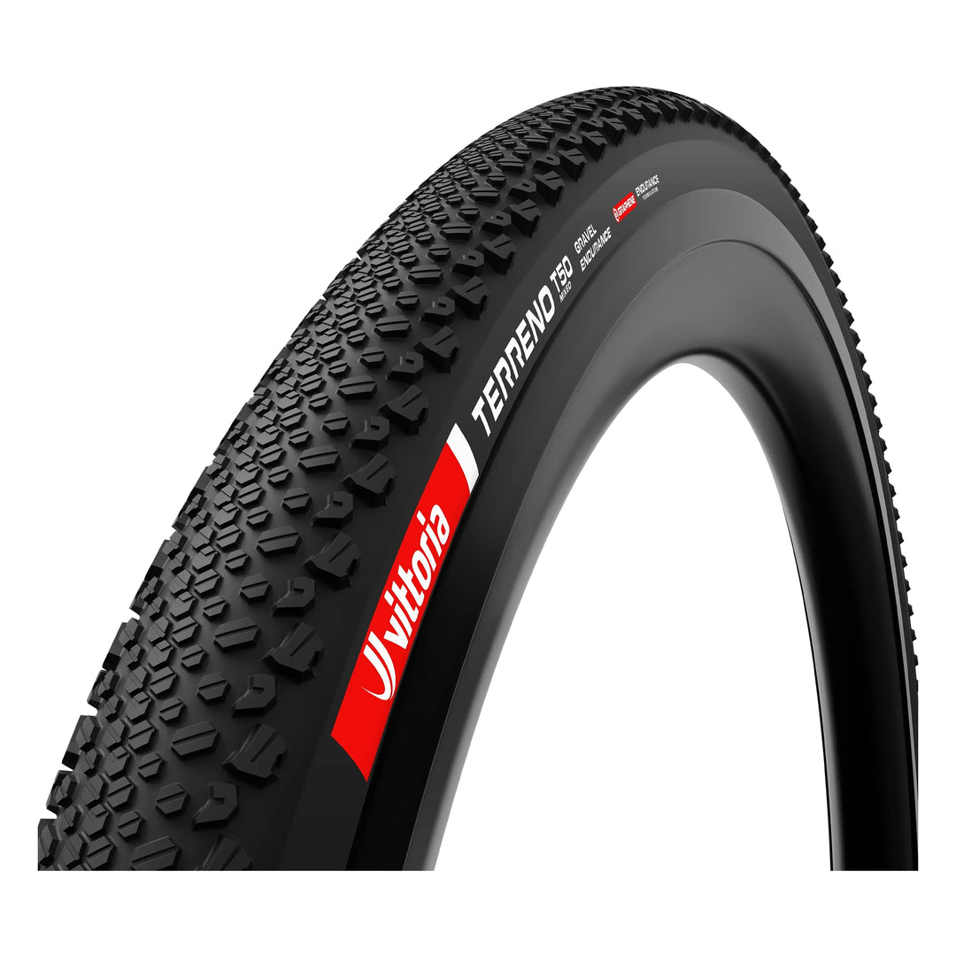Bicycle tire with visible branding on a white background